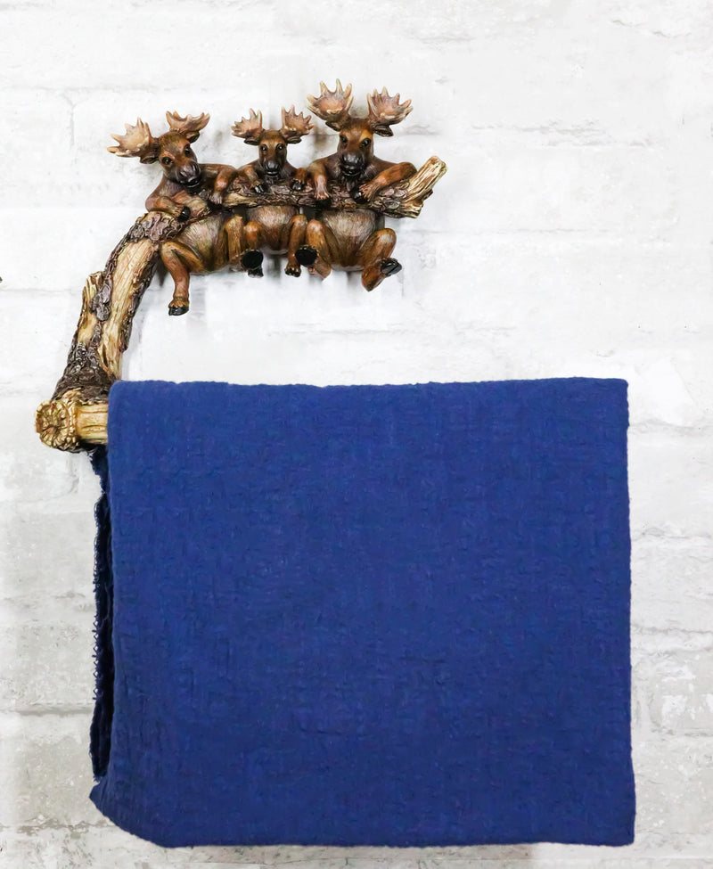 Rustic Western Elk Moose Hanging On Tree Branch Wall Hand Towel Holder Bar