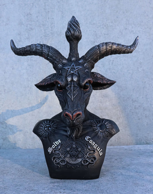 Solve Et Coagula Pentagram Evil Eye Satan Sabbatic Goat Idol Baphomet Figurine - Ebros Gift
