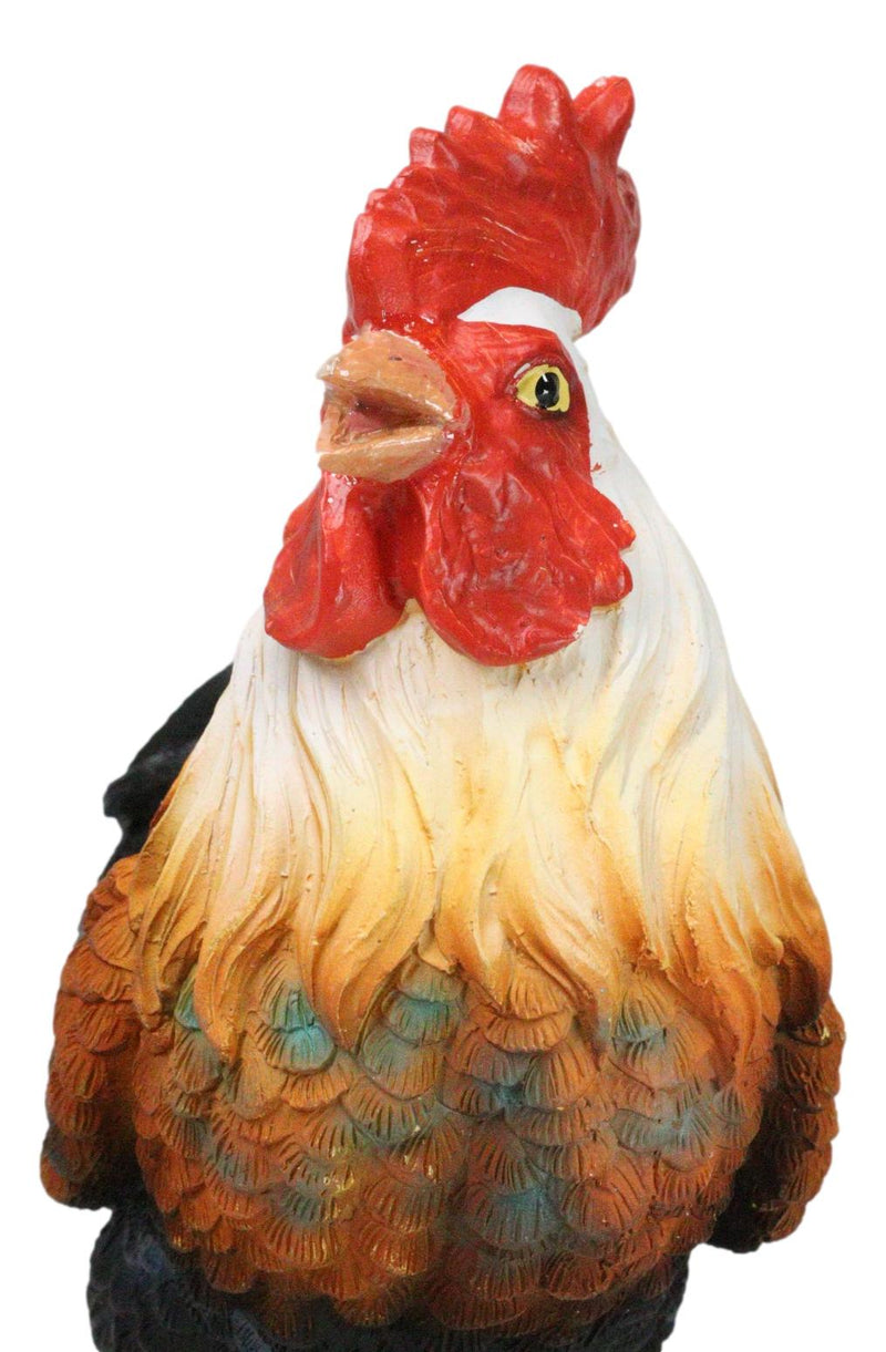 Rustic Western Country Farm White Breasted Chicken Rooster Figurine