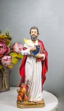 Christian Apostle Of Jesus Saint Luke The Evangelist With Ox Figurine 8"H
