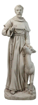 Catholic Church Saint Francis With Deer And Bird Large Outdoor Statue 24" Tall