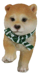 Lifelike Adorable Playful Japanese Shiba Inu Puppy Dog with Scarf Mini Figurine