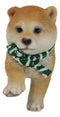 Lifelike Adorable Playful Japanese Shiba Inu Puppy Dog with Scarf Mini Figurine