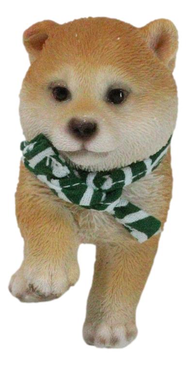 Lifelike Adorable Playful Japanese Shiba Inu Puppy Dog with Scarf Mini Figurine