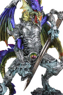 Large Hyperion Rainbow Armored Dragon With Excalibur Sword Letter Opener Decor