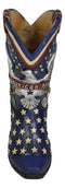 Patriotic Blue Western Stars American Hero Great Seal Eagle Cowboy Boot Vase