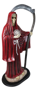 Large 2 Feet Tall Holy Death Santa Muerte Holding Scythe In Red Robe Statue