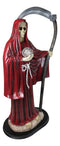 Large 2 Feet Tall Holy Death Santa Muerte Holding Scythe In Red Robe Statue