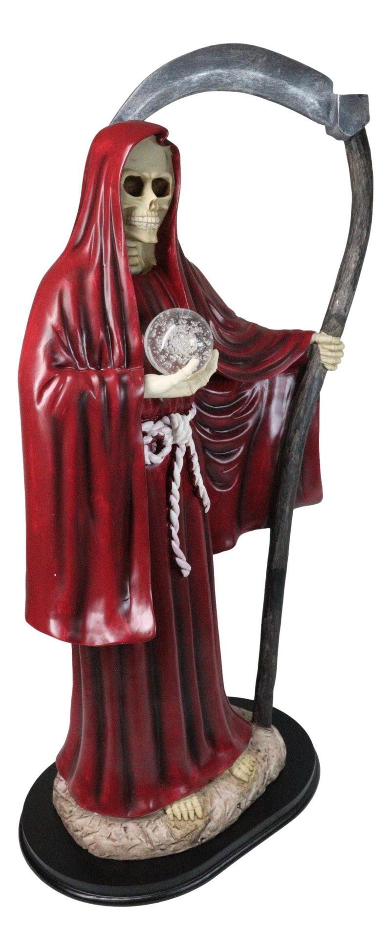 Large 2 Feet Tall Holy Death Santa Muerte Holding Scythe In Red Robe Statue