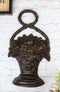 Rustic Cast Iron Flowers In Basket Vase Decorative Door Stopper Or Wall Decor