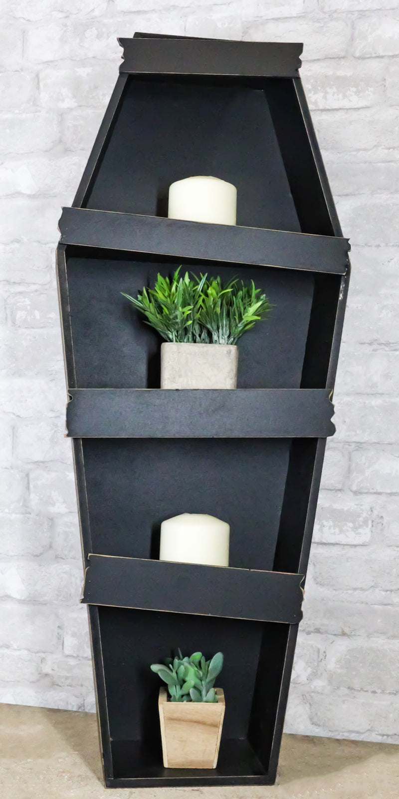 Gothic Graveyard Light Duty Black Coffin Casket Cabinet Shelving Wall Shelf 30'H