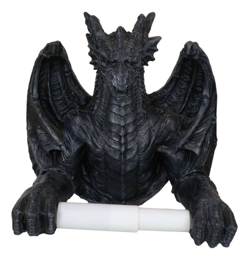 Mythical Guardian Dragon Paper Towel Holder with Castle Figurine. #goth  #fantasy #witches #dragons #kitchen #deco…