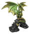 Green And Gold Scales Behemoth Dragon Perching On Ancient Rock Arch Figurine