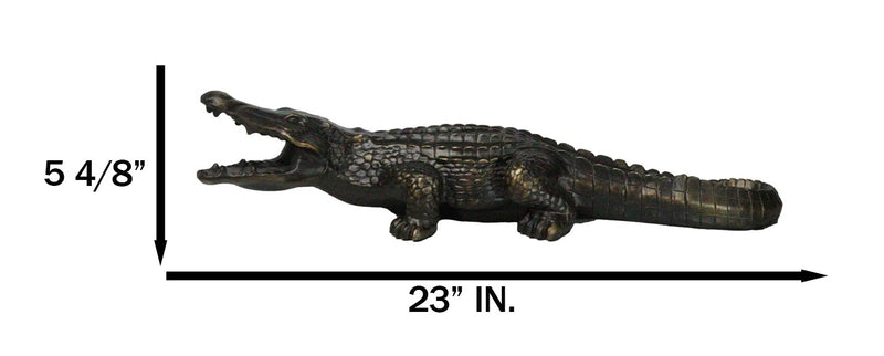 The Great Crocodile Baring Jaws And Razor Sharp Teeth Garden Accent Statue 23"L