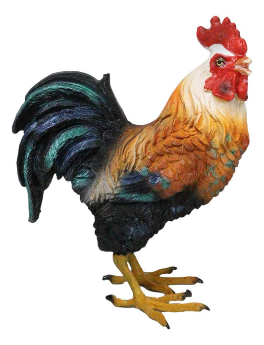 Rustic Western Country Farm White Breasted Chicken Rooster Figurine 5.25"Tall - Ebros Gift