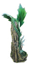 Large Elf Fairy With Green Emerald Dragon by Ice Crystals Stone Arch Statue