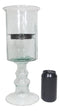 Contemporary Ribbed Cylinder Glass Pillar Candle Holder On Pedestal Stand 15"H