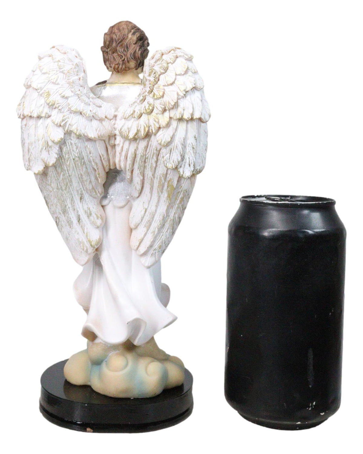 Archangel Saint Gabriel Holding Scroll and White Lotus Figurine With Base 8"H
