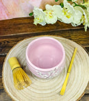 Pink Sakura Blossoms Ceramic Japanese Matcha Green Tea Bowl Whisk & Scoop Set