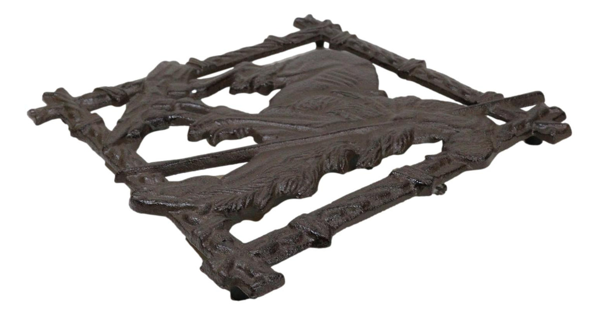 Rustic Western Native Indian Warrior End Of Trail Cast Iron Wall Trivet Decor