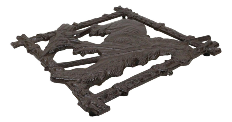 Rustic Western Native Indian Warrior End Of Trail Cast Iron Wall Trivet Decor