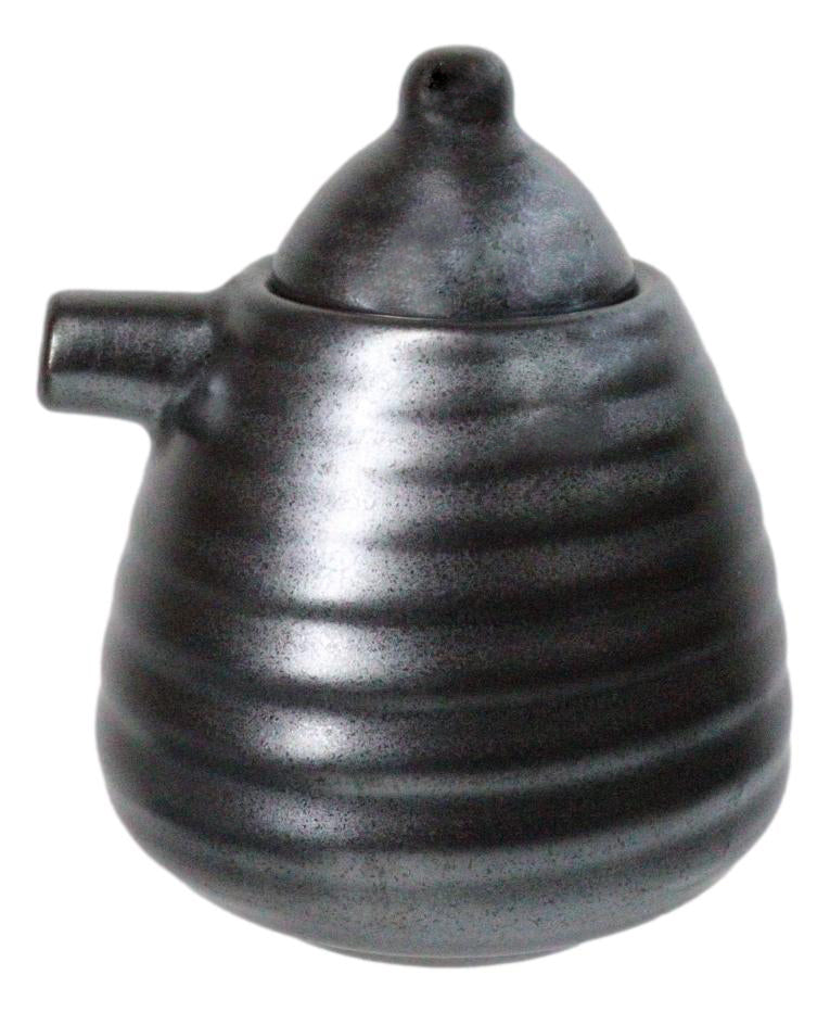 Set Of 6 Tetsu Kesho Black Tenmoku Porcelain Soy Sauce Shoyu Flask Dispensers