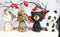 Whimsical Elephant Panda Black Bear And Wolf Set Of 4 Mini Bobblehead Figurines