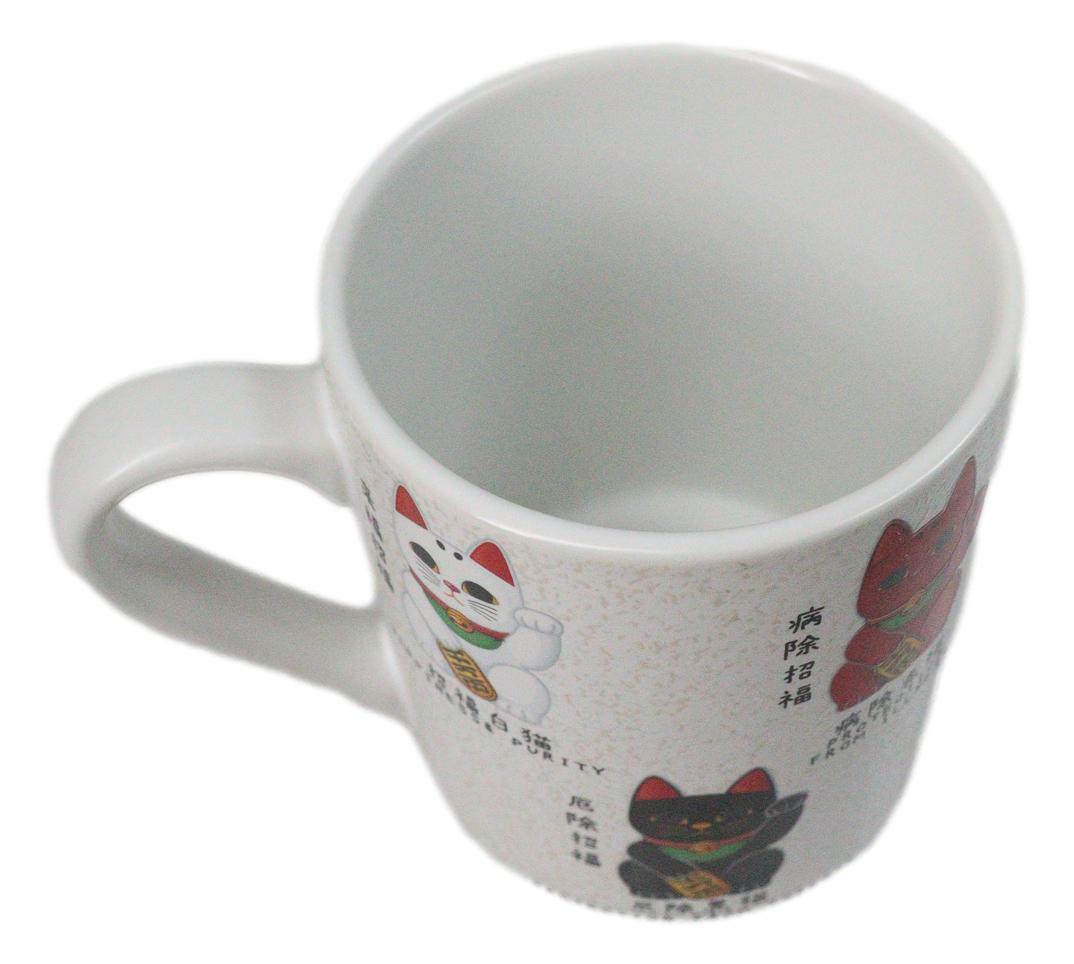 Colorful Maneki Neko Lucky Fortune Cats Textured Ergonomic Mug Cup 11oz