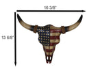 Rustic Western Patriotic USA American Flag Steer Bison Bull Cow Skull Wall Decor