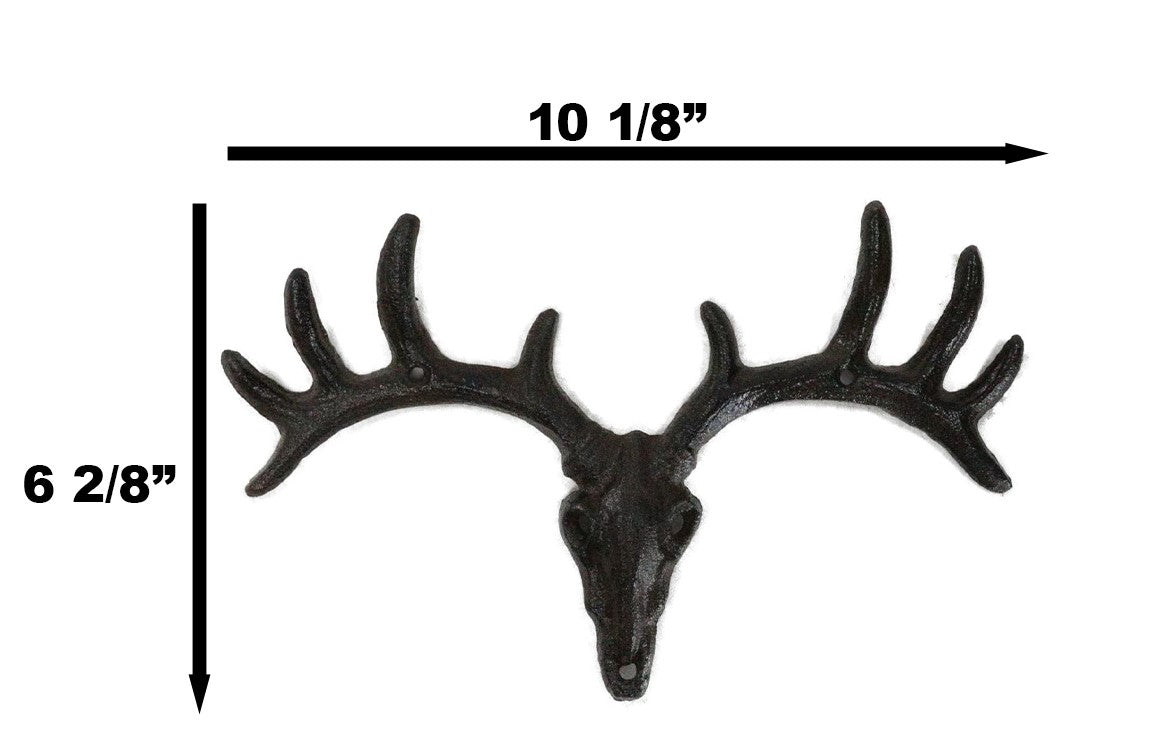 Pack Of 2 Hunters Rack Deer Elk Skull Antlers Wall Mounted Coat Hooks Plaque