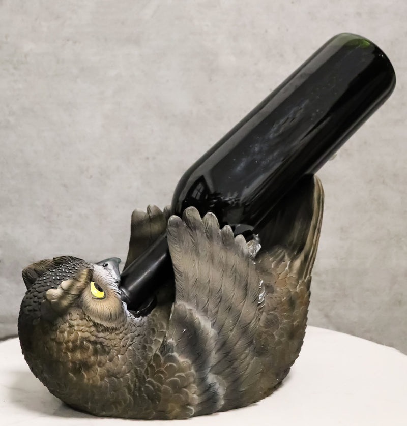 Ebros Wisdom Of The Forest Great Horned Owl Wine Holder Owl Wine Caddy Figurine