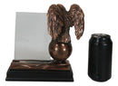 American Bald Eagle Perching On Atlas Globe Picture Frame Bronzed Resin Figurine