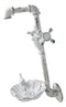 Cast Iron Antiqued White Spigot Faucet Bird On Flower Wall Bird Feeder Bath 16"H