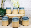 Pack Of 6 Porcelain Ao Nagashi Blue River Reactive Glaze Yunomi Tea Cups 9oz