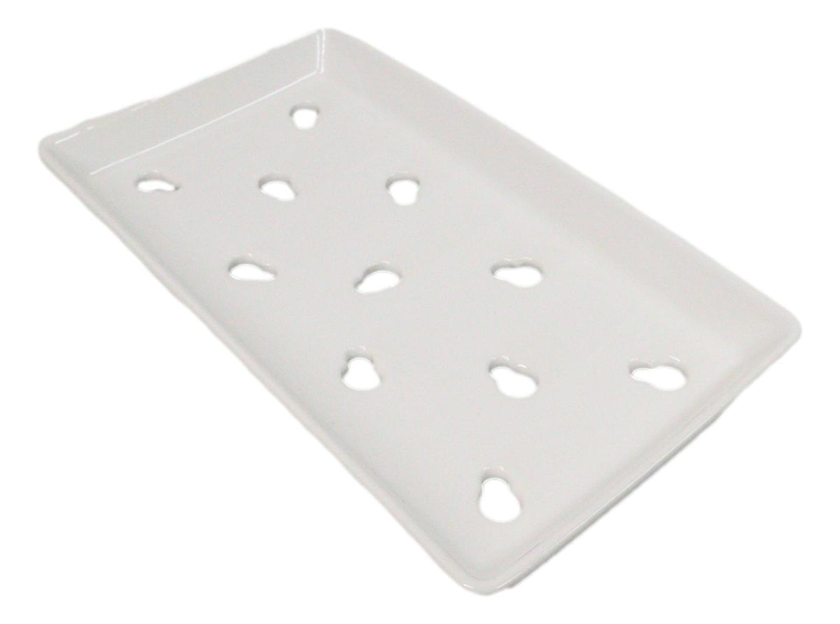 Pack Of 12 Ceramic White Neta Zara Sushi Case Plates With Drip Holes 9" By 5"