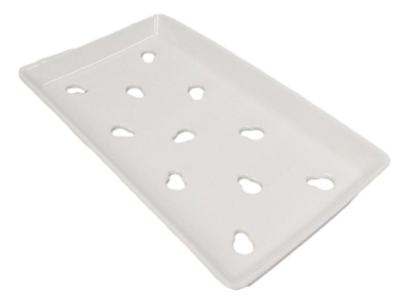 Pack Of 12 Ceramic White Neta Zara Sushi Case Plates With Drip Holes 9" By 5"