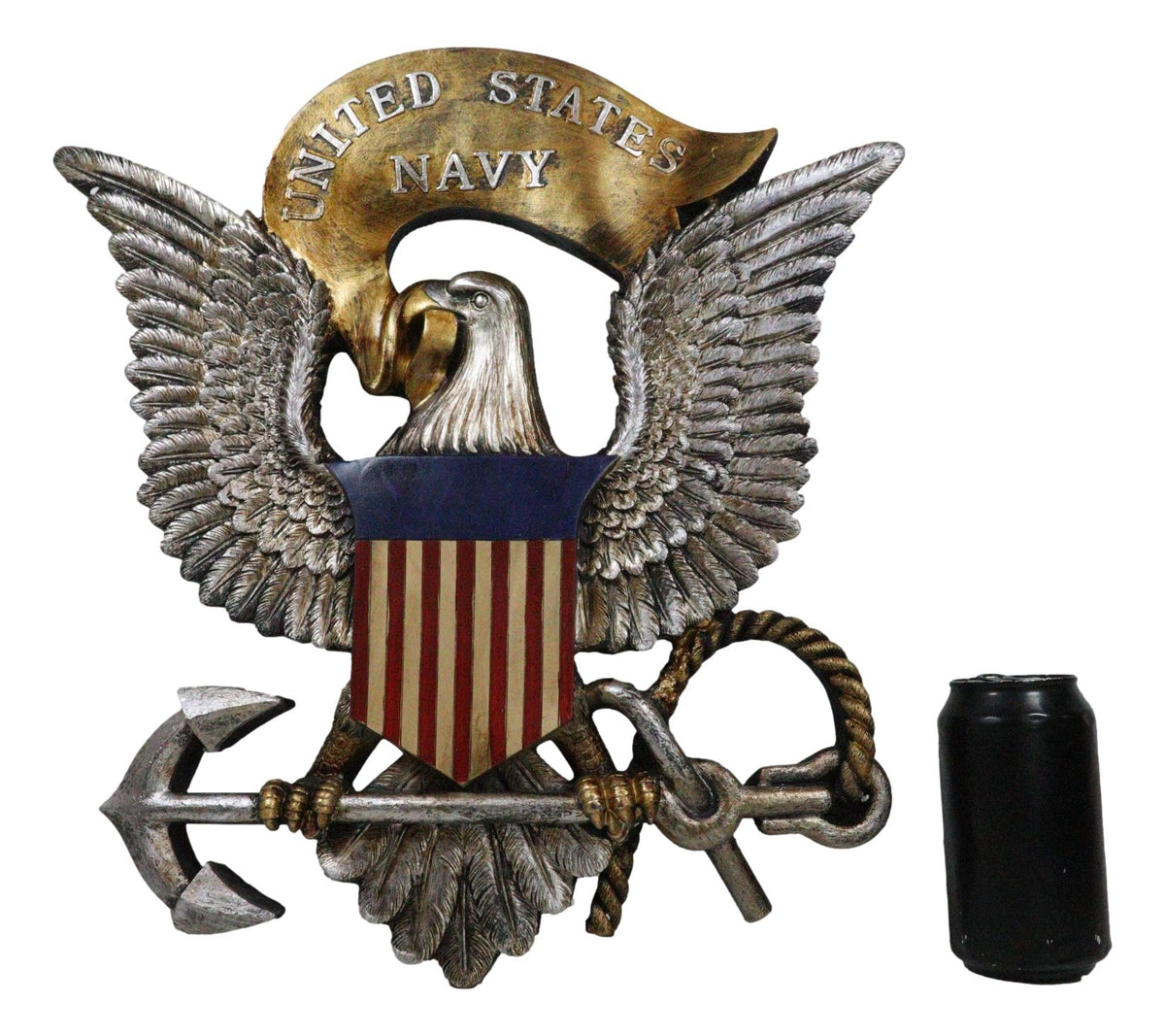 Patriotic United States Navy Bald Eagle Flag Crest Ship Anchor Wall Decor Plaque