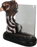 Patriotic Bald Eagle With American Flag Beveled Engravable Glass Frame 6"x4"