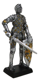 Medieval Knight In Suit Of Armor With Sword Lion Heraldry Shield Mini Figurine
