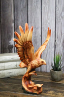 Majestic Soaring Bald Eagle Figurine – Faux Wood Carved Look Patriotic Statue