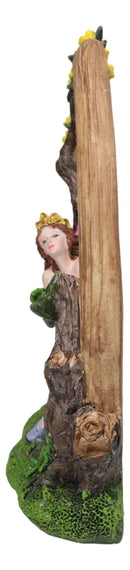 Beautiful Crowned Fairy Daydreaming in The Forest Table Desktop Mirror Figurine