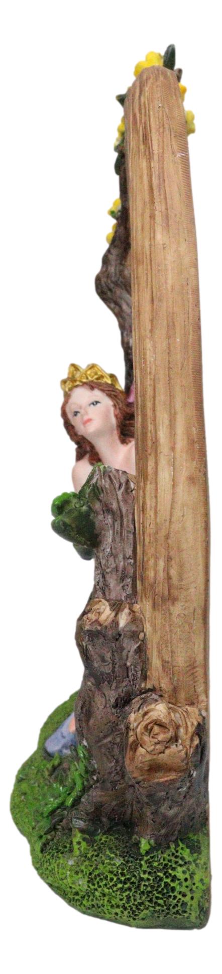Beautiful Crowned Fairy Daydreaming in The Forest Table Desktop Mirror Figurine