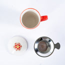 Twin Sparrows Peony 15oz Porcelain Tea Mug With Lid & Stainless Steel Infuser