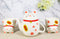 Japanese Maneki Neko Lucky Beckoning Cat Ceramic Tea Pot And 2 Teacup Mugs Set