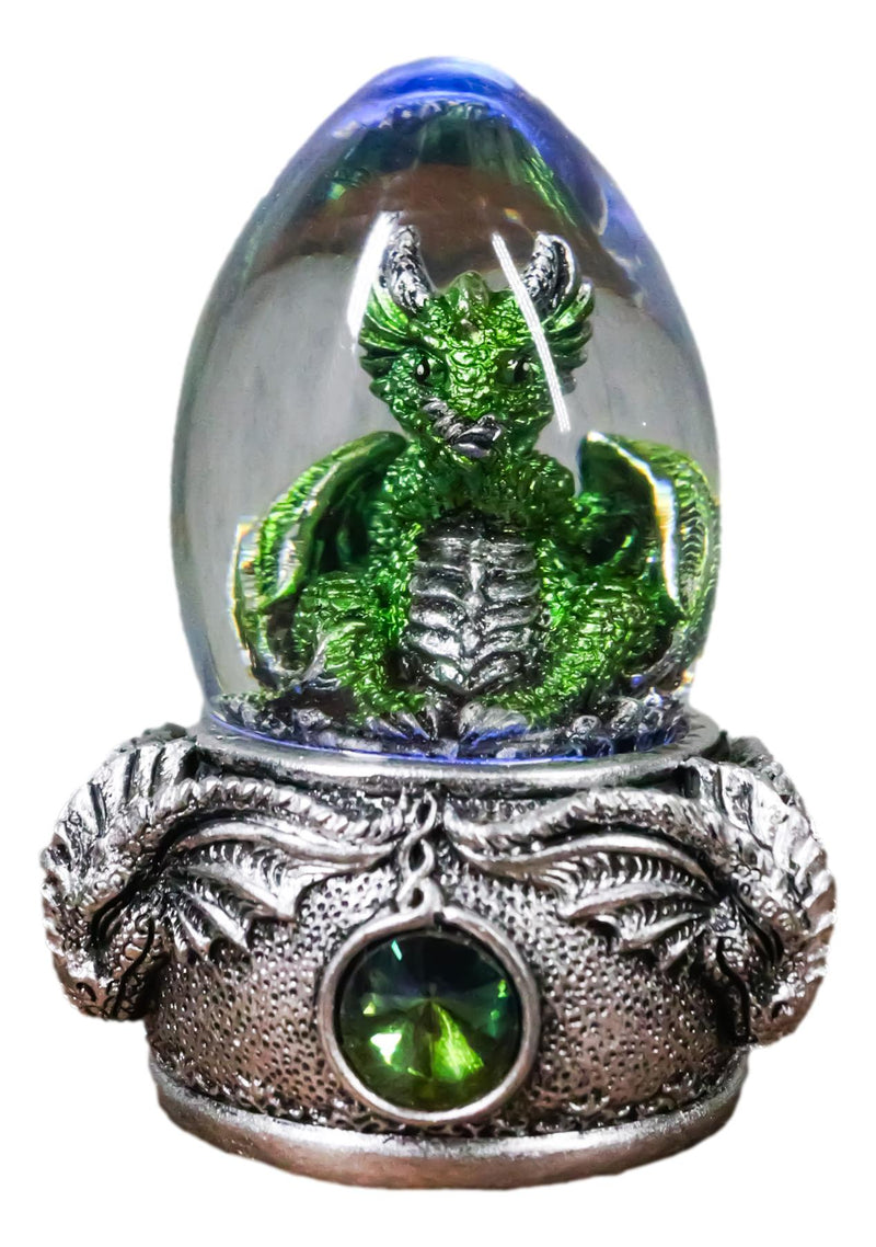 Speak No Evil Green Wyrmling Dragon In Colorful LED Acrylic Glass Egg Figurine