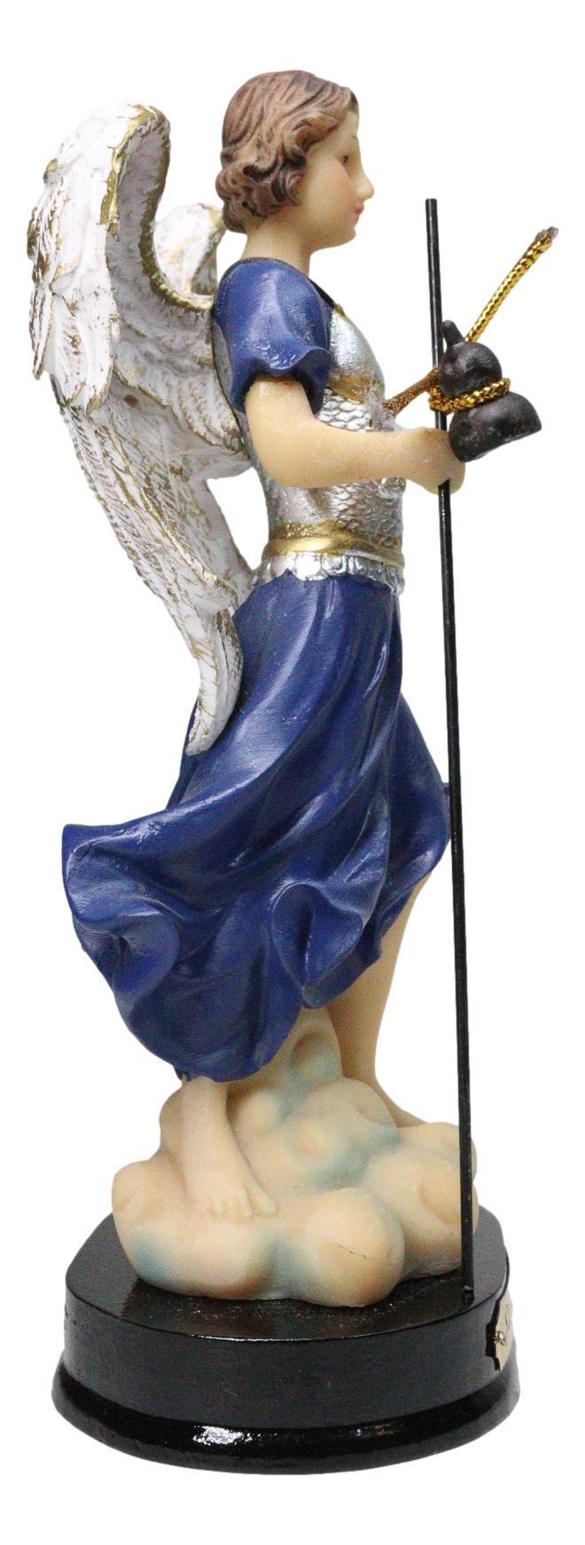 Catholic Church Saint Archangel Raphael With Staff & Healing Oil Figurine 5.5"H