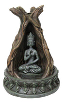 Amitabha Buddha Meditating Inside Tree Trunk Backflow Incense Burner Figurine