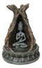 Amitabha Buddha Meditating Inside Tree Trunk Backflow Incense Burner Figurine