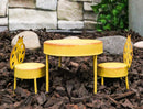 Enchanted Fairy Garden Miniature Metal Yellow Ladybug Table And 2 Chairs Set