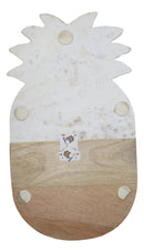 White Marble And Mango Wood Pineapple Cheese Board Cutting Tray With Gold Inlay